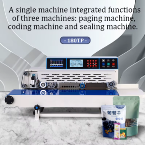 180TP Mini Semi-Automatic Horizontal Table Continuous Band Sealer Plastic Bag Sealing Machine Inkjet Coding for Beverage Gear
