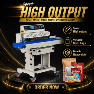JY-280B Horizontal Continuous Bag Sealing Machine 0-280C Dual Temperature Control 0-24m/min for Food Pet Feed Packaging