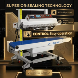 JY-280LWP Semi-Automatic Multi-Position Continuous Band Sealing Machine for Cartons Wood Vertical Horizontal Inclined Bag Sealer