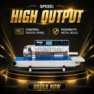 JY-280TP Desktop Continuous Bag Sealing Machine with 0-260C Temperature Control and 10mm Customizable Sealing Width
