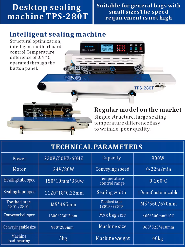 JY-280T Electric Steel Mini Desktop Sealer Printer Included Foil Can Packaging Machine Food Beverage Textiles Paper Bags Film Pouch - Image 5