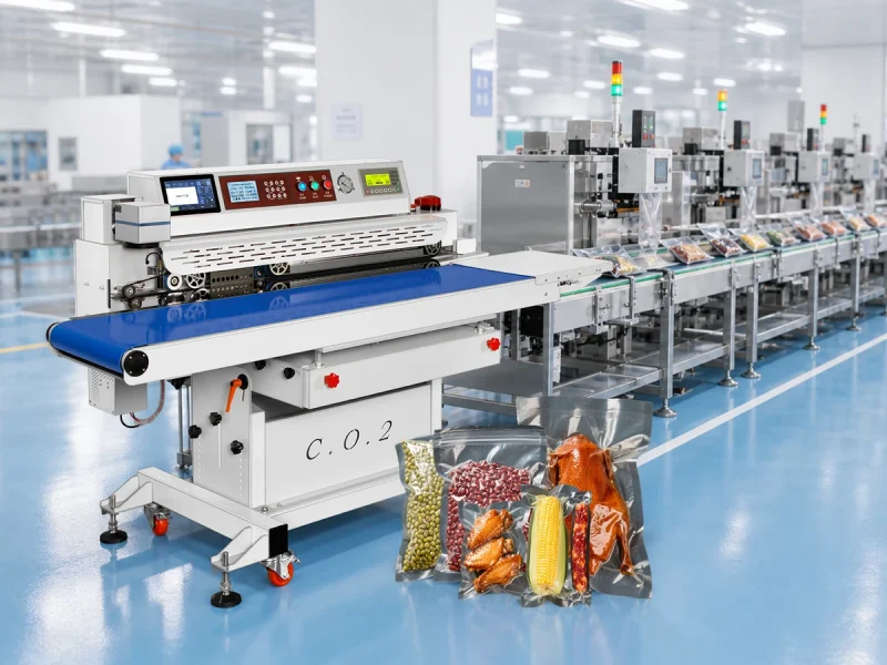 Vacuum packaging line for ready-to-eat food